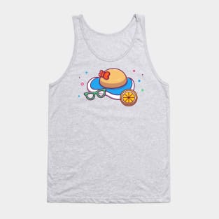 Beach Hat With Eyeglasses Cartoon Tank Top